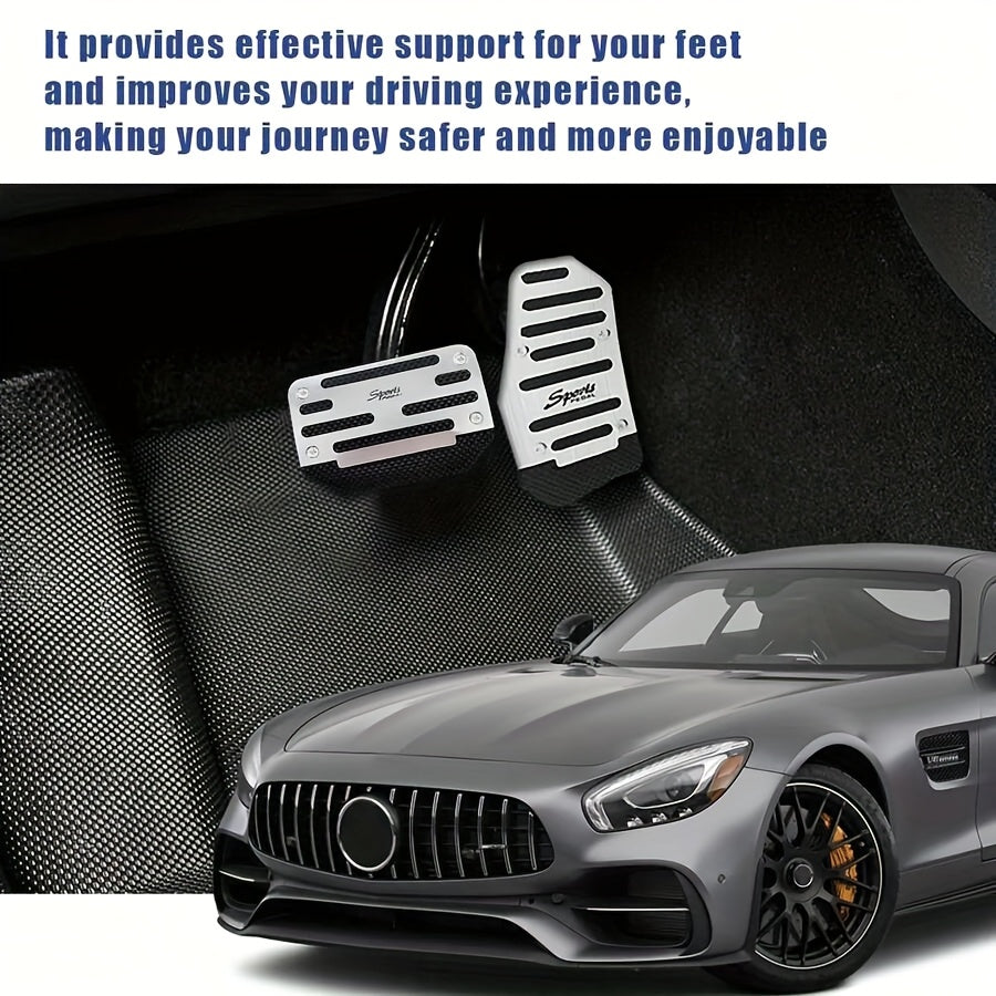 Набор накладок на педали автомобиля из алюминия для автоматической коробки передач, подушечки для ног, красные, серебристые, синие