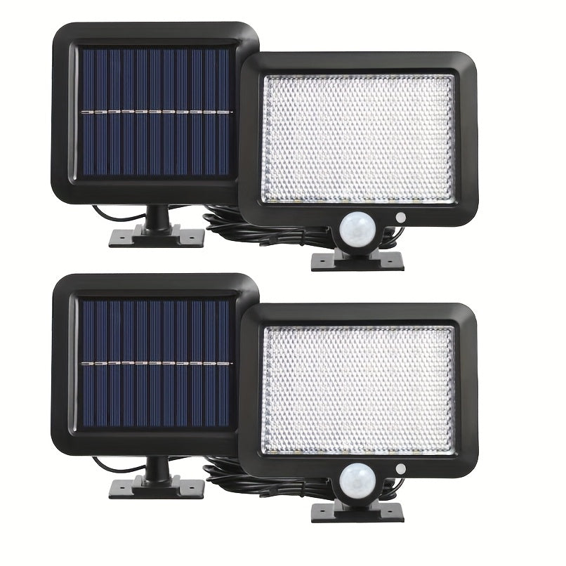 2pcs Solar Wall Light with Motion Sensor 56 LED Outdoor Security Sconce