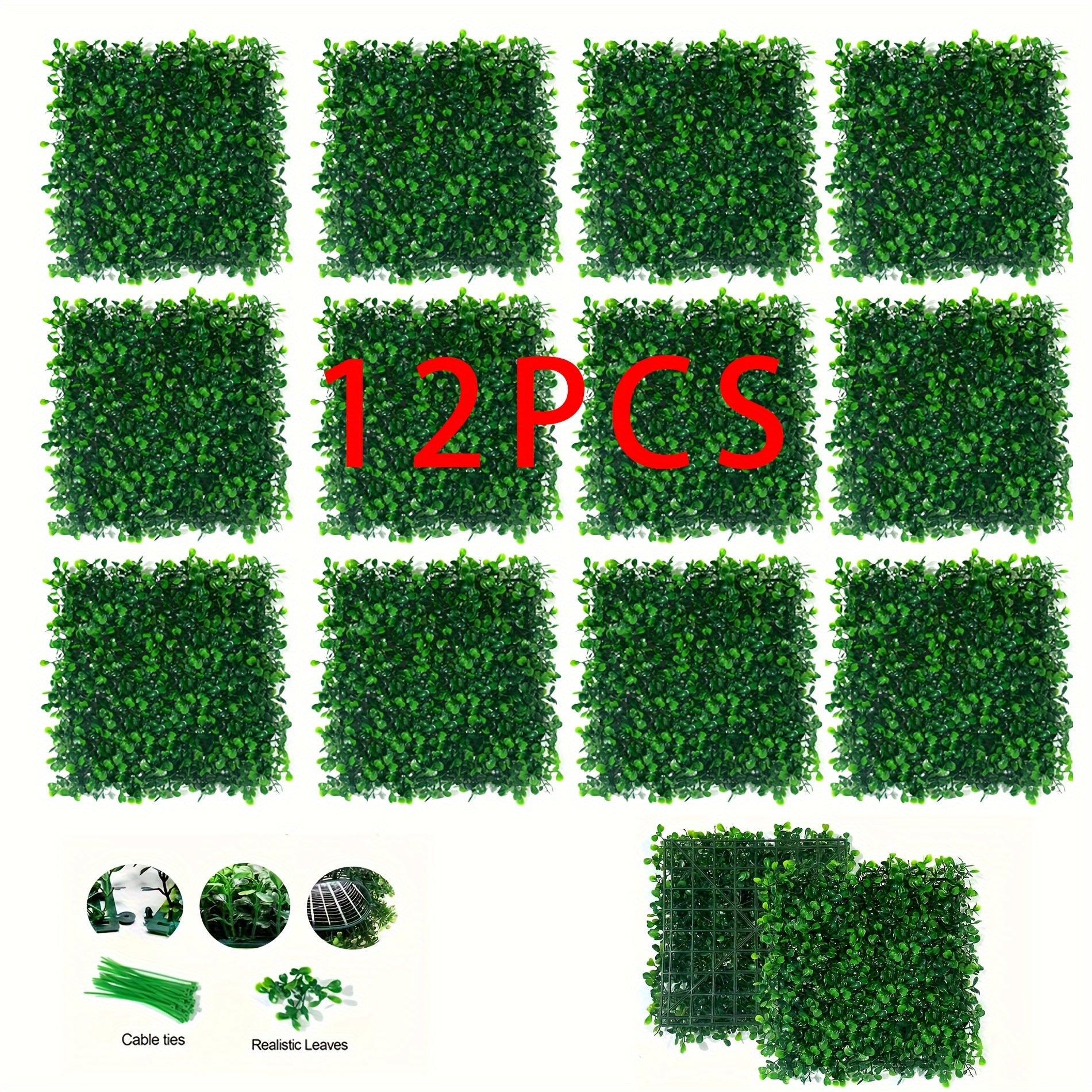 24 Pack Artificial Boxwood Wall Panels UV Protected Faux Hedge for Indoor Outdoor Privacy Garden Patio Balcony