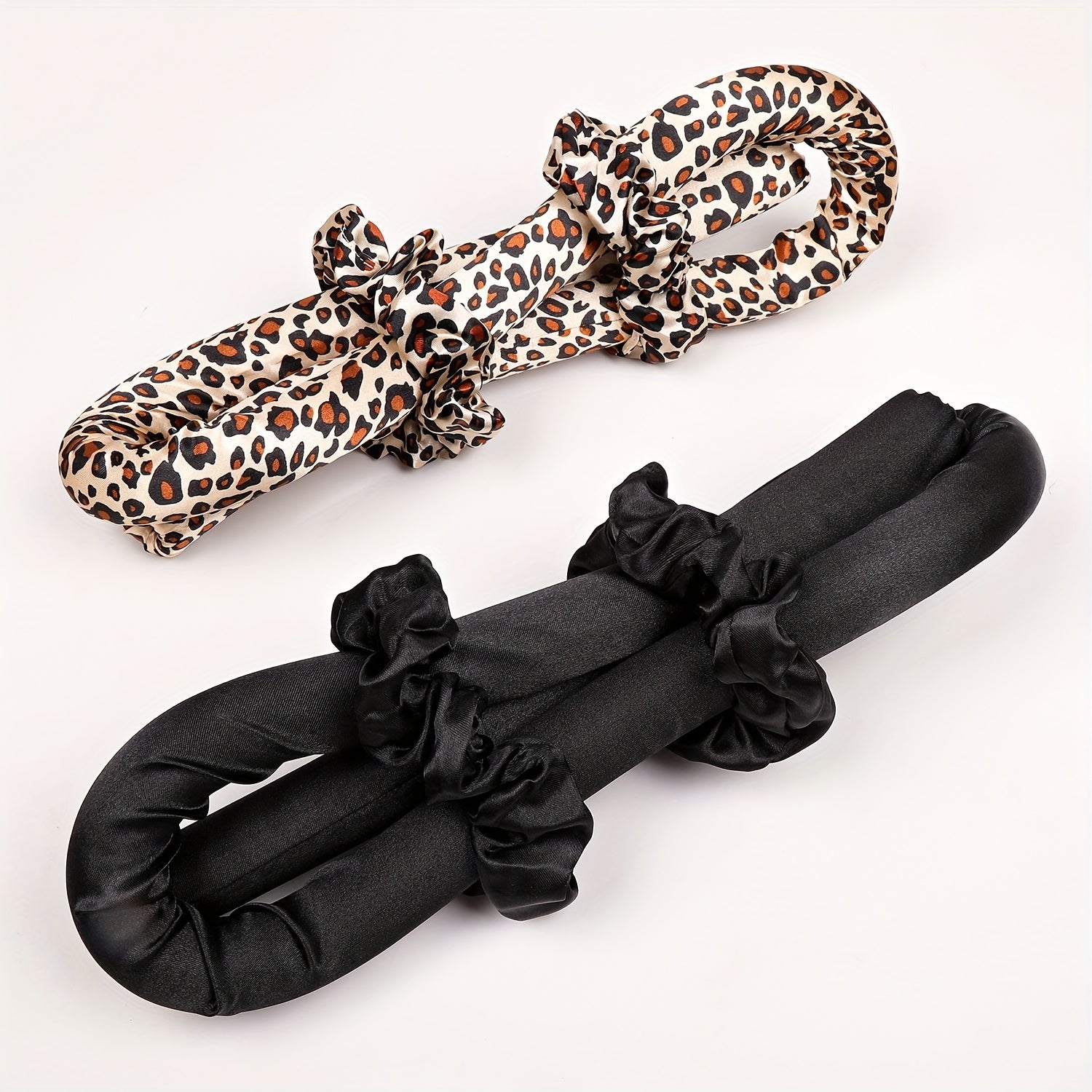 No-Heat Foam Sponge Curler Set with Leopard Print Clips for Hair Styling