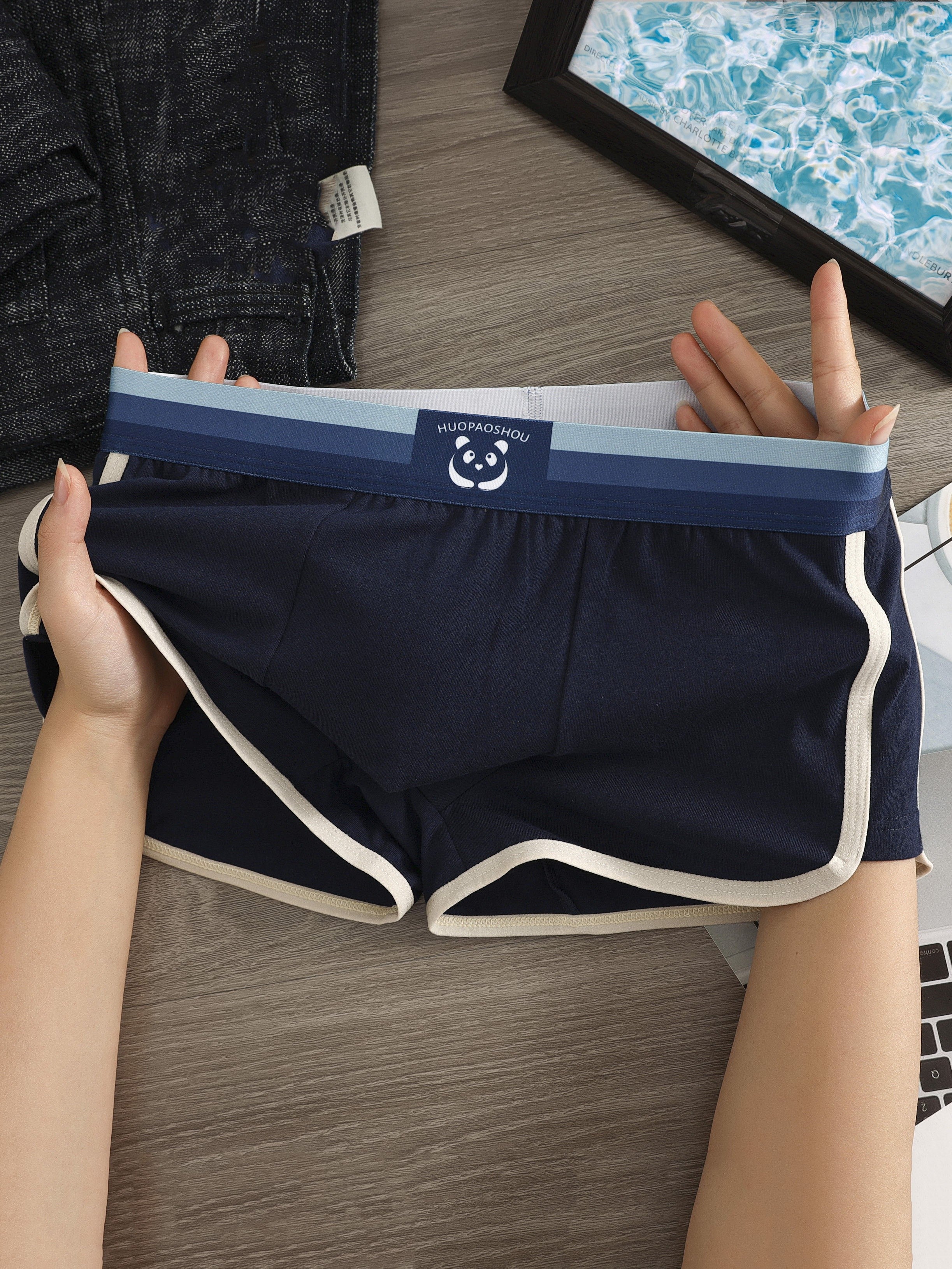 Men's Cotton Boxer Briefs Pack of 3 Breathable Solid Color Stretchy Underwear