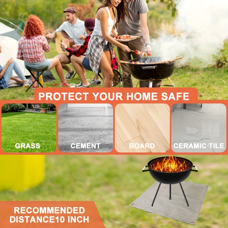 Flame Retardant BBQ Mat Portable Insulated Reusable for Camping and Outdoor Grilling