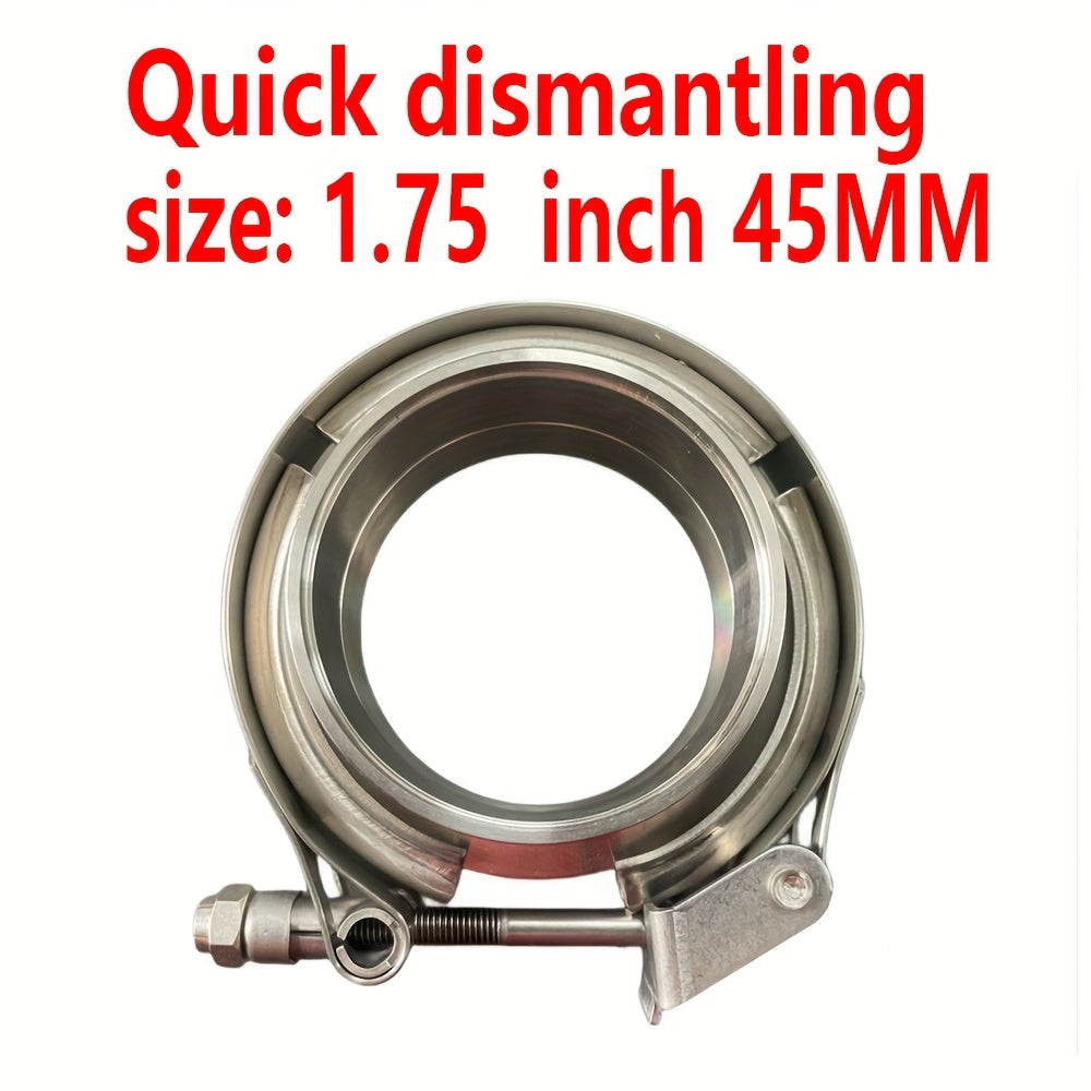 Avtomobil chiqindi quvurlari uchun zanglamaydigan po'latdan yasalgan V-boltli klamplar to'plami, turbo quvur uchun 5.08-7.62 sm