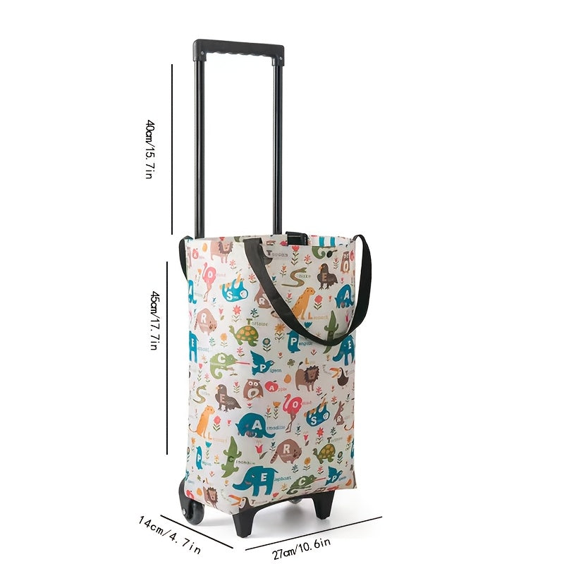 Waterproof Folding Shopping Cart with Wheels Oxford Cloth Leak-Proof 40kg Capacity