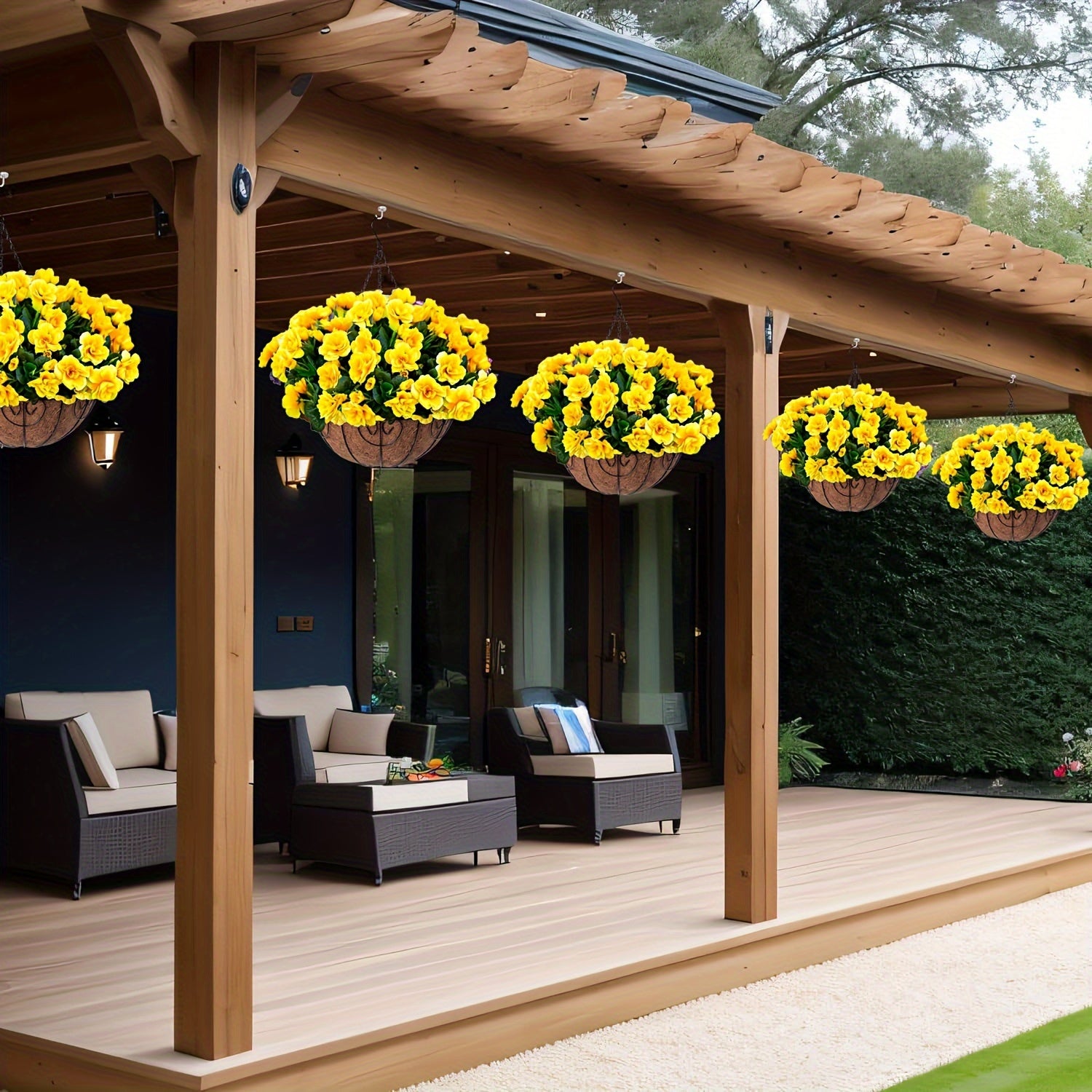 Sun'iy kamelliya gullari, UV qarshilik, tashqi bezak, 4 buket