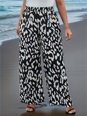 Women's Plus Size High-Waisted Wide Leg Pants with Pockets Slimming Comfortable