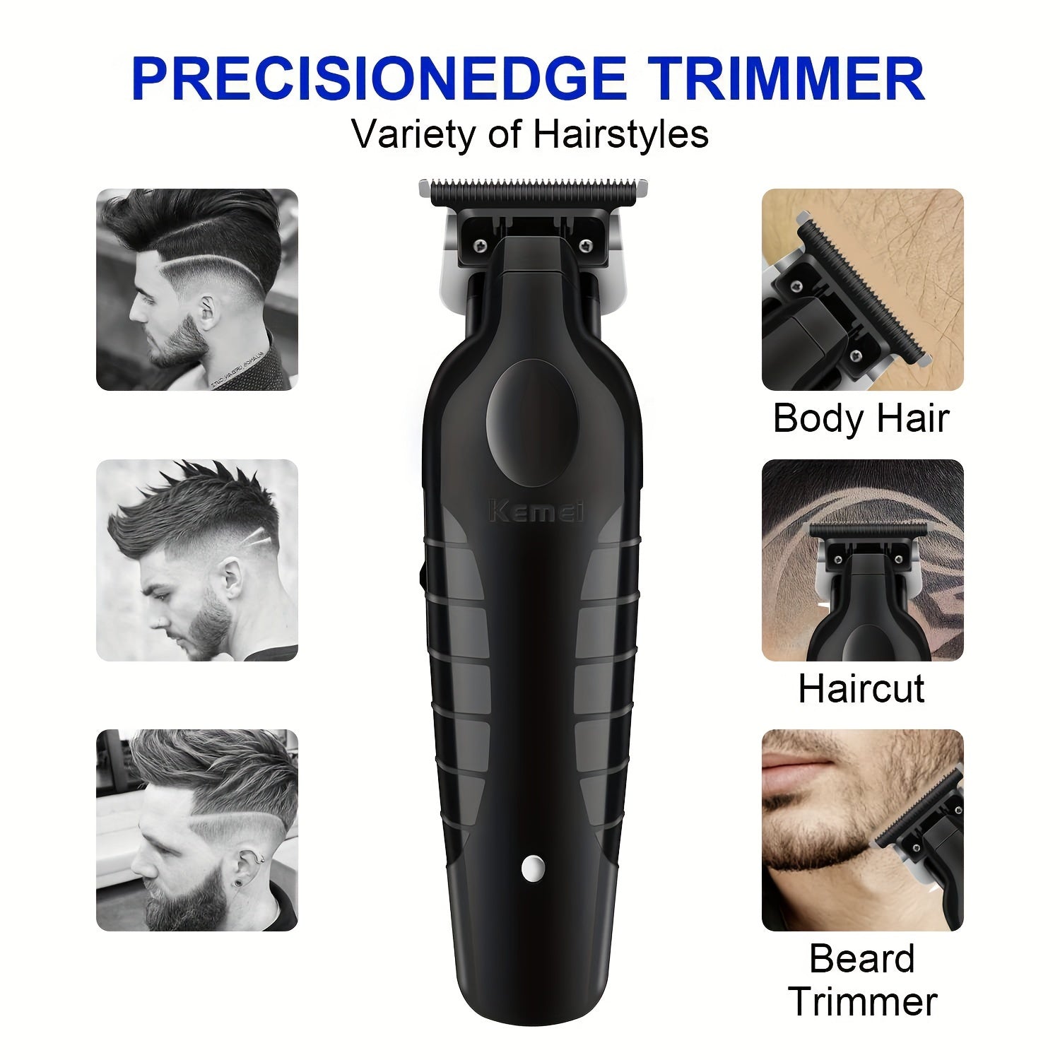 Electric Hair Clipper Set for Men Black Rechargeable Trimmer Styling Tools