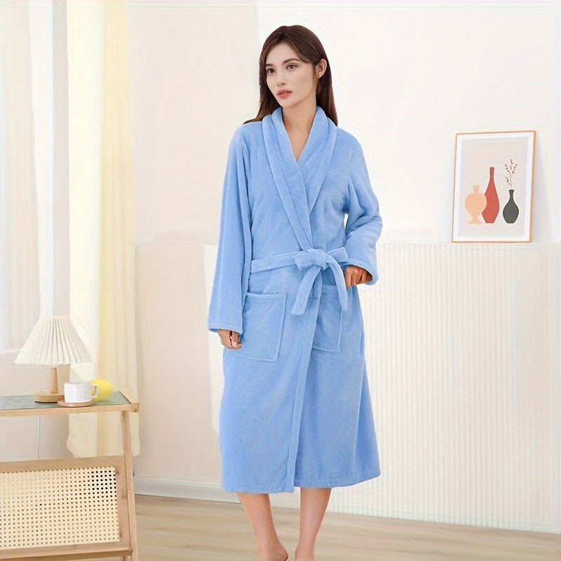 Men and Women Soft Coral Velvet Bathrobe Quick Dry Breathable Non-Shedding