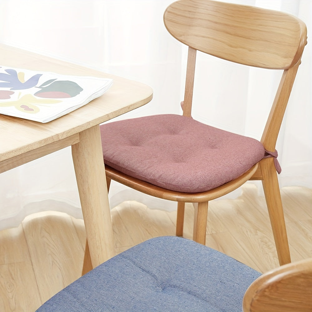 Solid Color Chair Cushion with Anti-slip and Anti-fouling Features for Home Dining