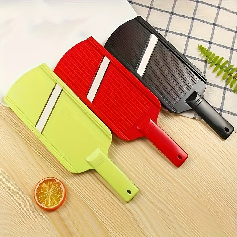 Handheld Mandoline Slicer with Stainless Steel Blade Compact Plastic Fruit and Vegetable Cutter Ergonomic Grip No Electricity Needed