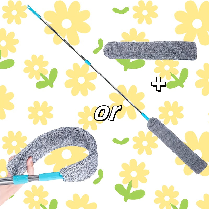 Microfiber Fan Cleaning Kit with Extendable Pole - 1 ta to'plamni o'z ichiga oladi, elektr energiyasini talab qilmaydi, Yashash xonasi, Yotoqxona, Tashqarida, Hojatxona va Oshxona uchun mos - Yuviladigan material va tozalash cho'tkasi bilan jihozlangan