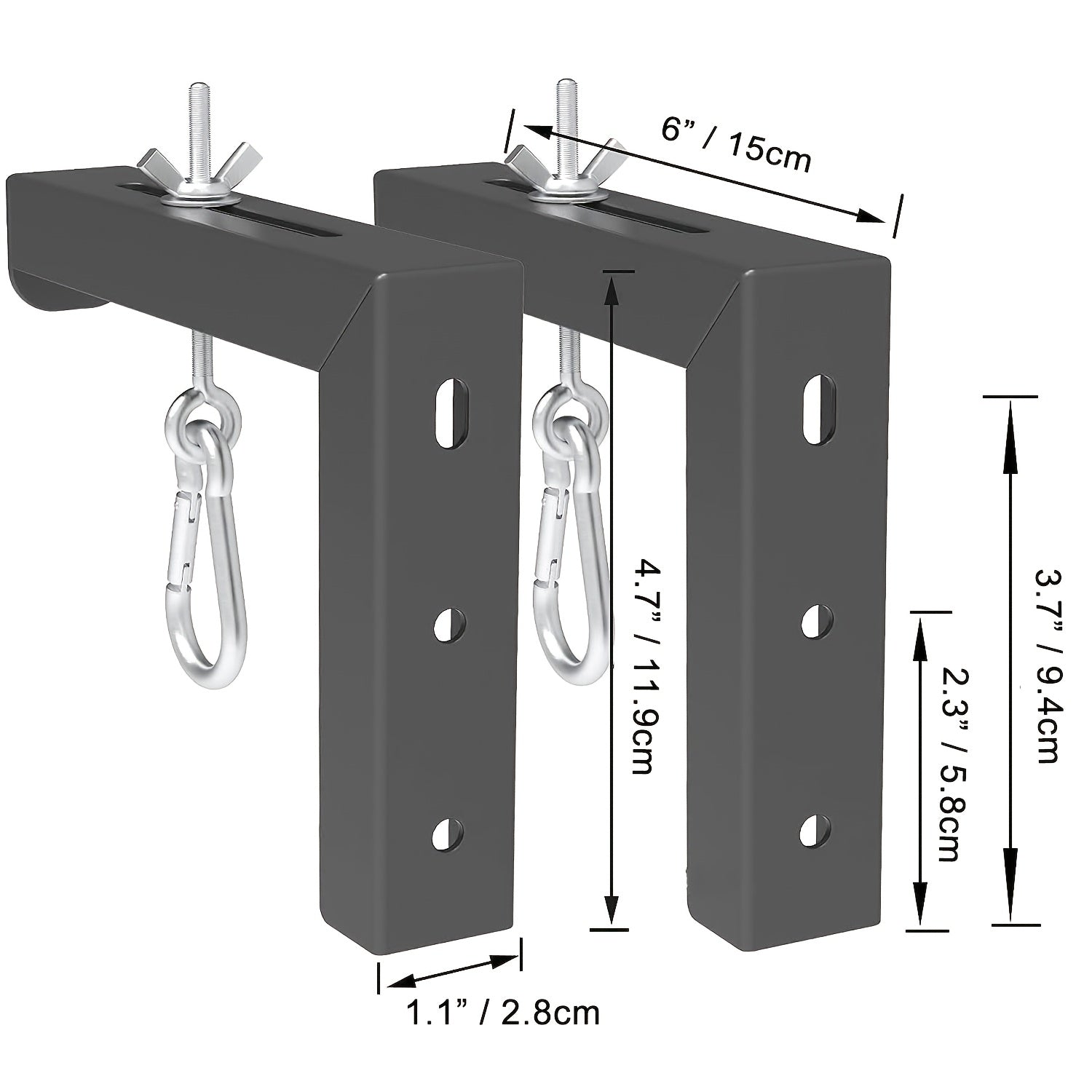2pcs Heavy-Duty Steel Projector Screen Wall Mount L-Brackets with 15.24cm Adjustable Extension
