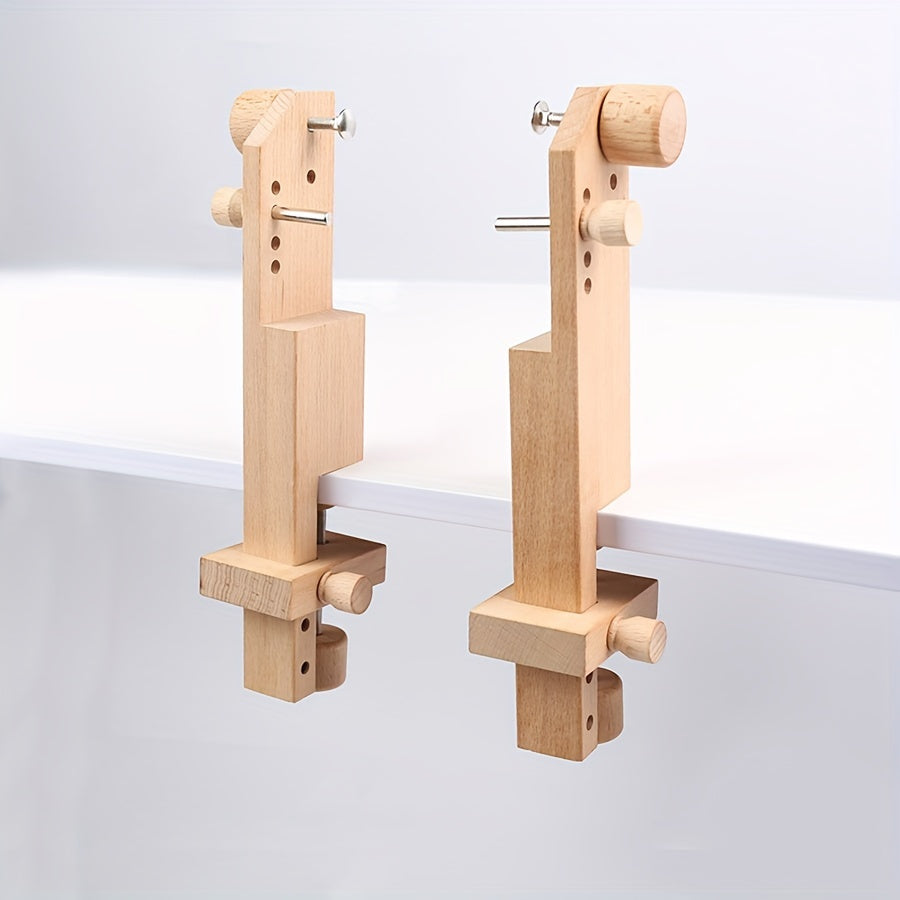 Portable Beech Wood Embroidery Stand for Cross Stitch Sewing with Detachable Clip