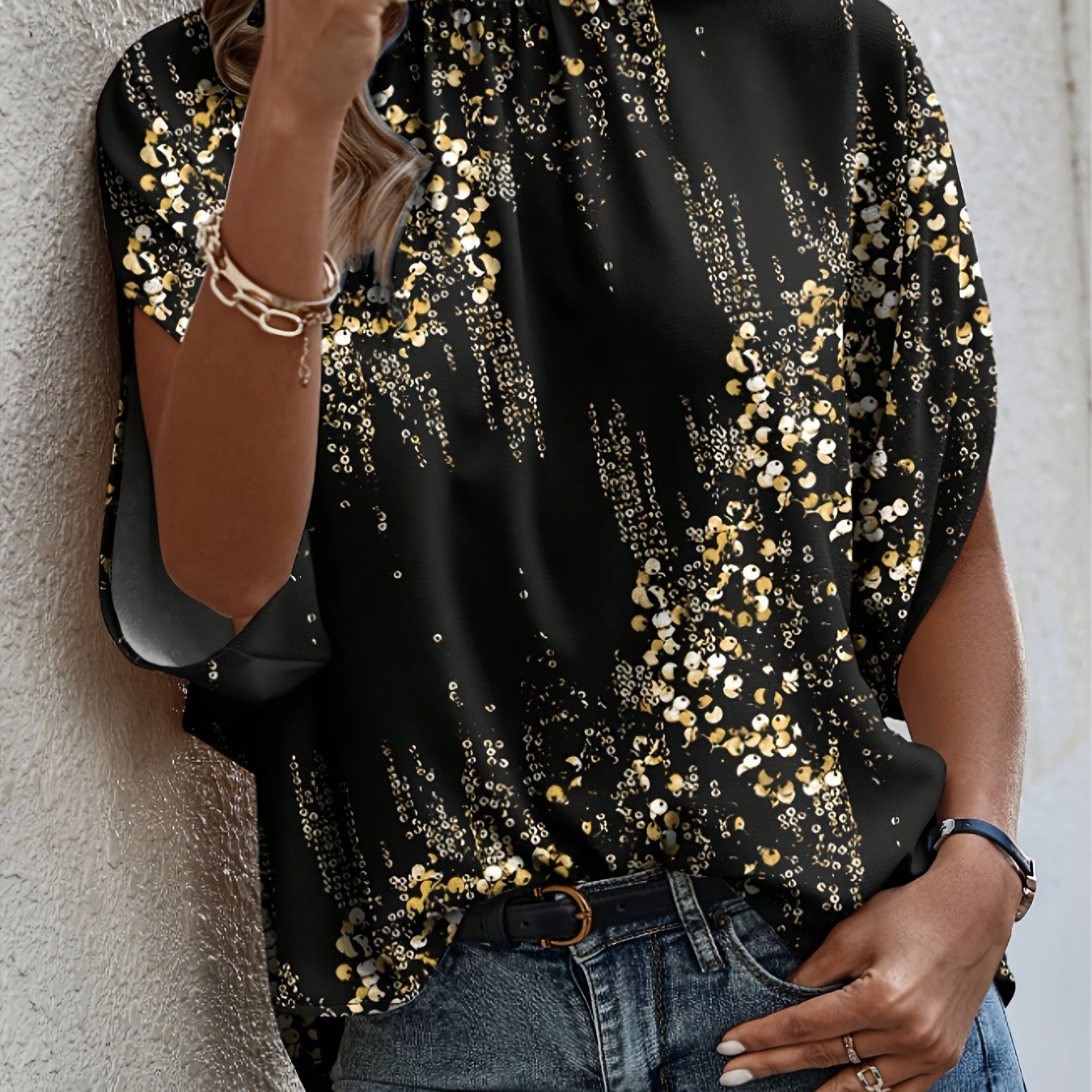 Блузка для полных женщин с бантиками и цветочным принтом, коричневая летняя топ