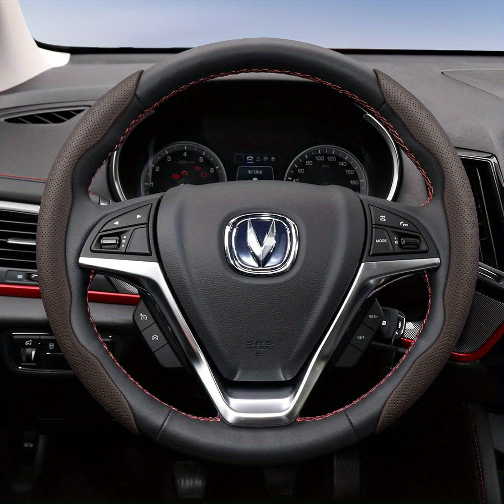 Universal Breathable Faux Leather Steering Wheel Cover with Quick-Release Design