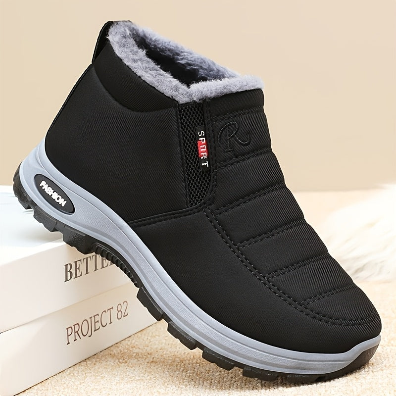 Women's Winter Ankle Boots Faux Fur Slip-On Cold Weather Hiking Black
