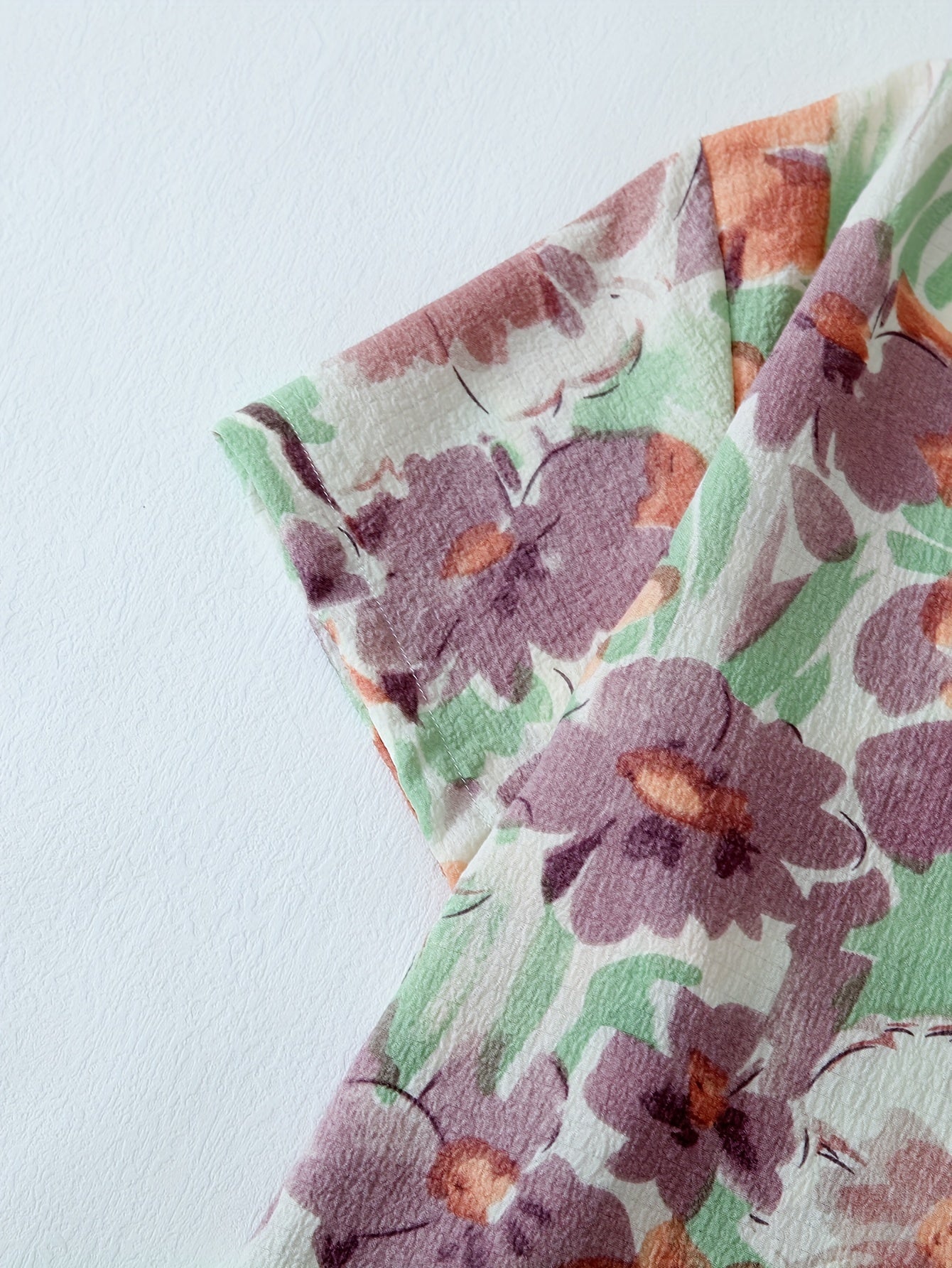 Plus Size Floral Print Boho Sleep Dress Short Sleeve Nightgown