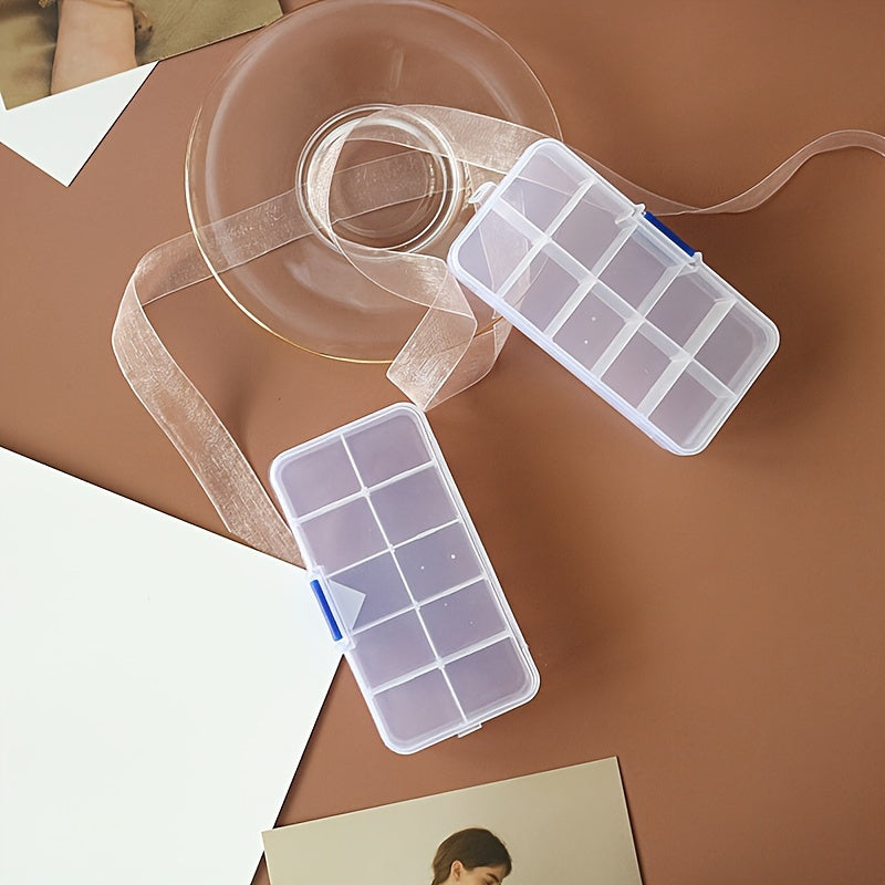 Small Transparent Plastic Jewelry Organizer Box with 10 Compartments for Earrings Rings Bracelets Necklaces