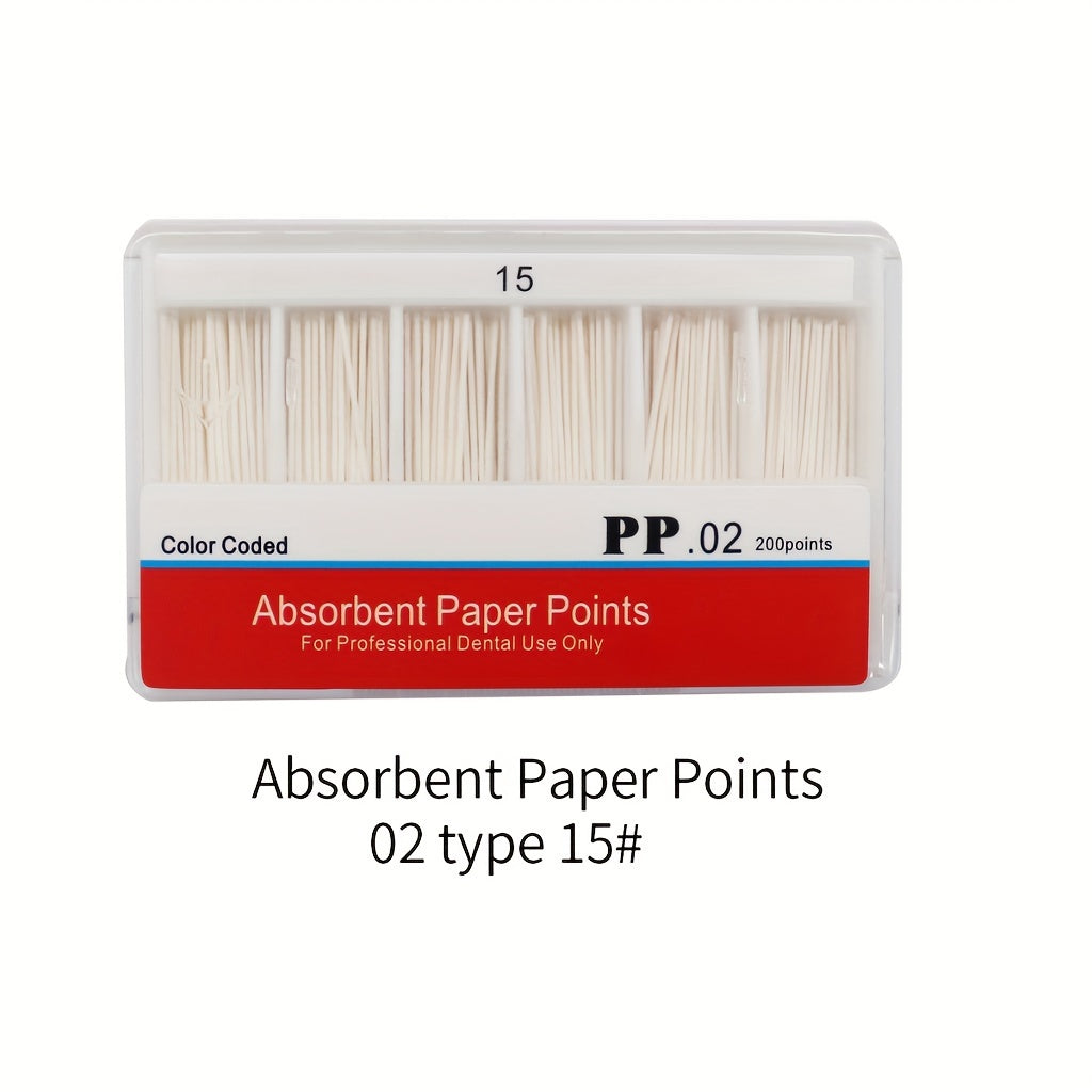 Absorbent Paper Points Set of 200 for Taper 02 Sizes 15 20 25 30 40