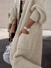 Plus Size Women's Cardigan Casual Wear with Buttons and Pockets