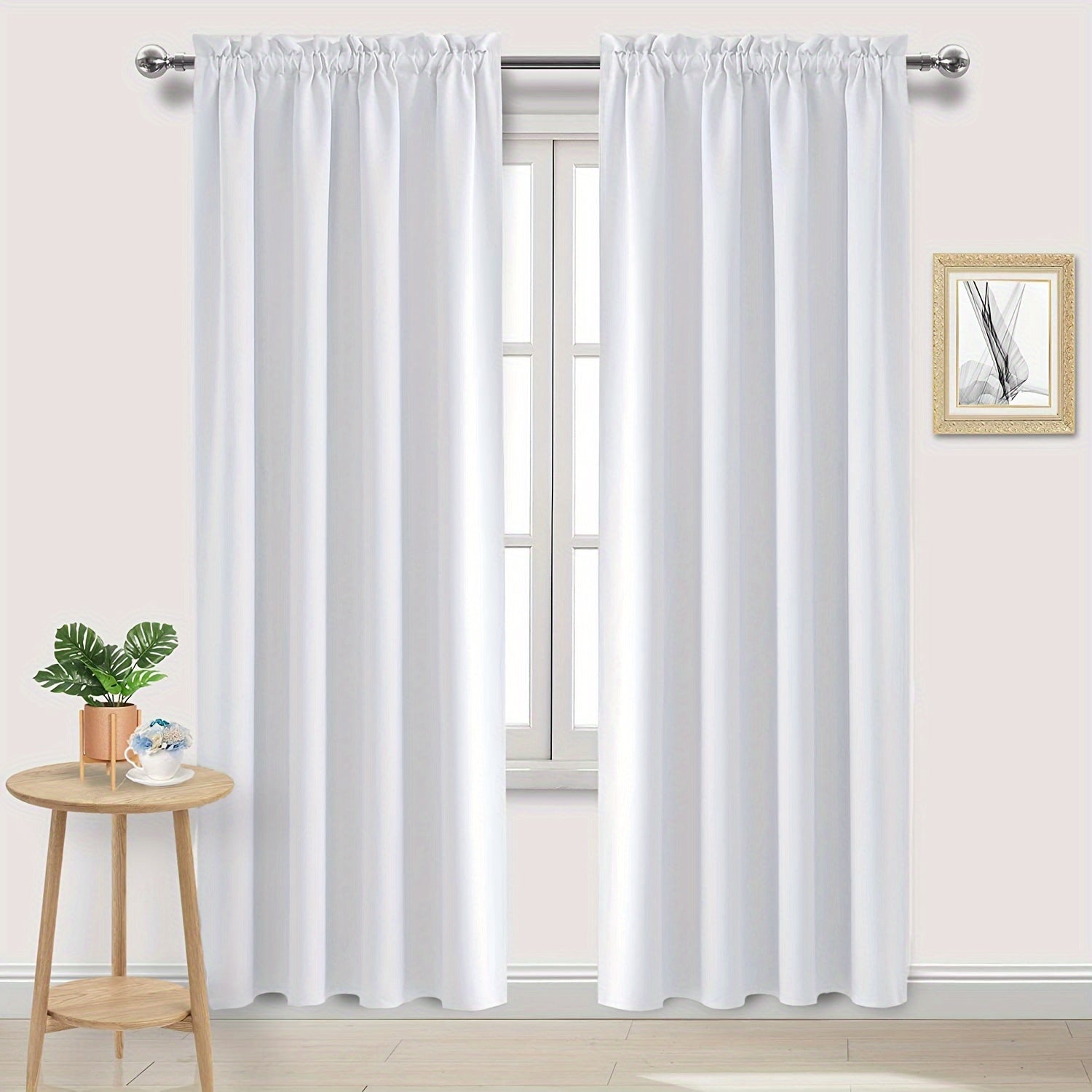 Blackout Curtains with Rod Pocket for Bedroom and Living Room Darkening UV Blocker
