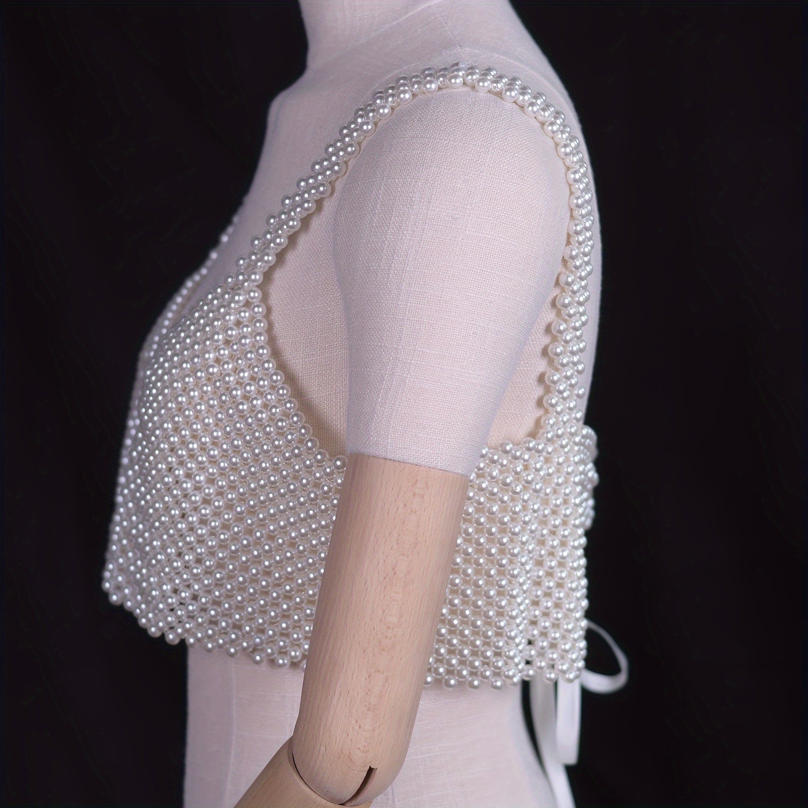 Chaleco de gasa con cuentas para mujer, estola de resina, para boda, sesión de fotos, drapeado en el hombro