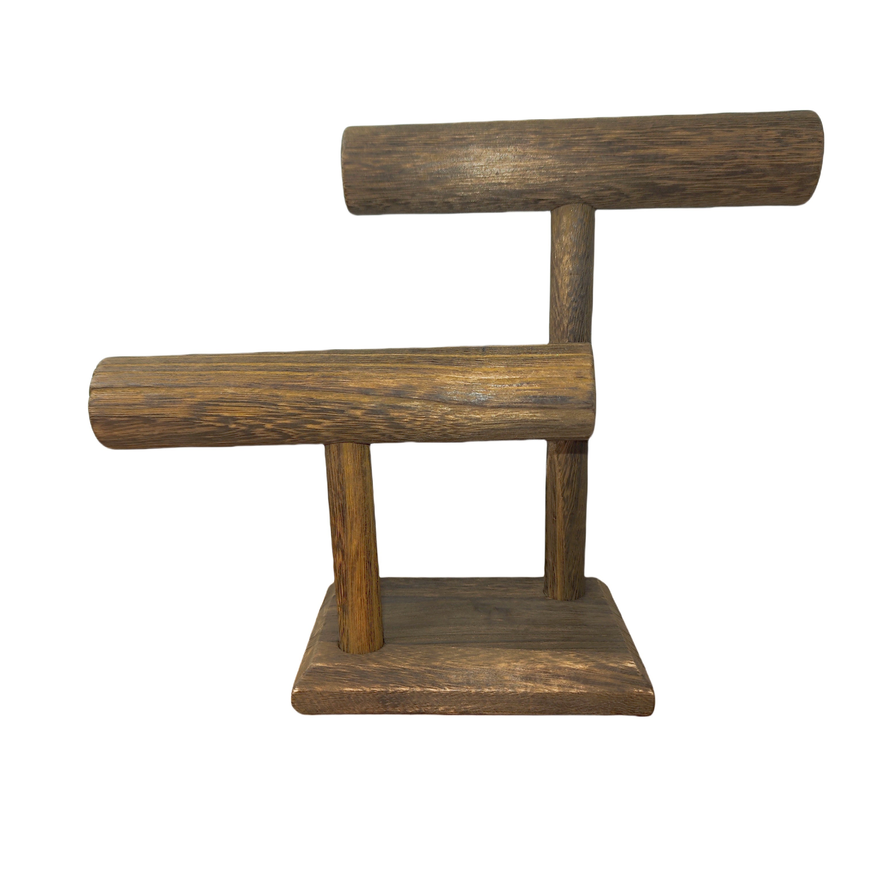 Yog'ochdan yasalgan ikki qavatli zargarlik buyumlarini namoyish qilish standi, bilakuzuklar va soatlar uchun, 1 dona