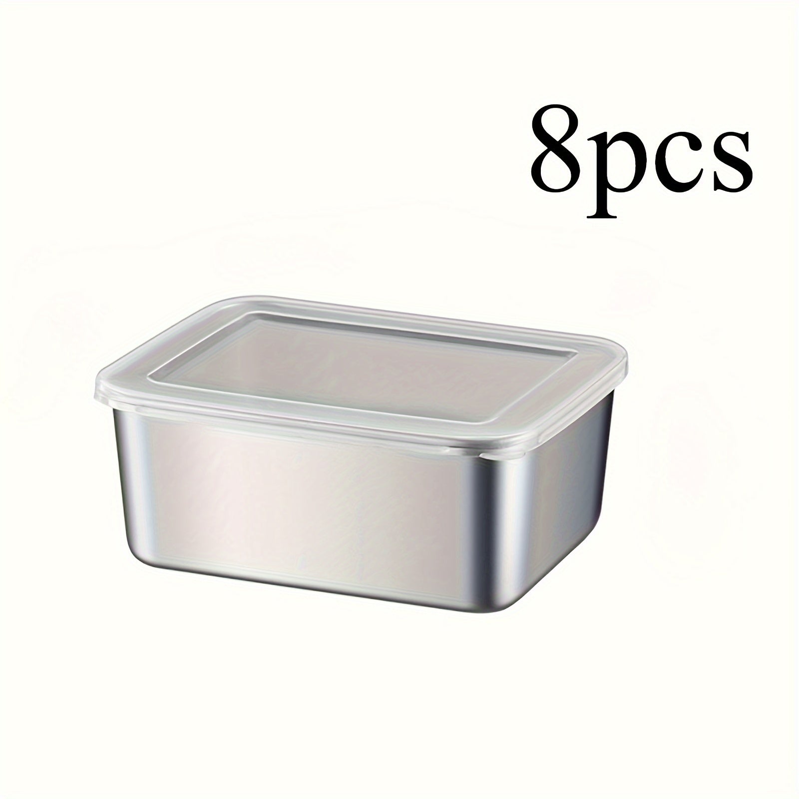 Set of 6 or 8 Stainless Steel Food Storage Containers with Flip Top Lids