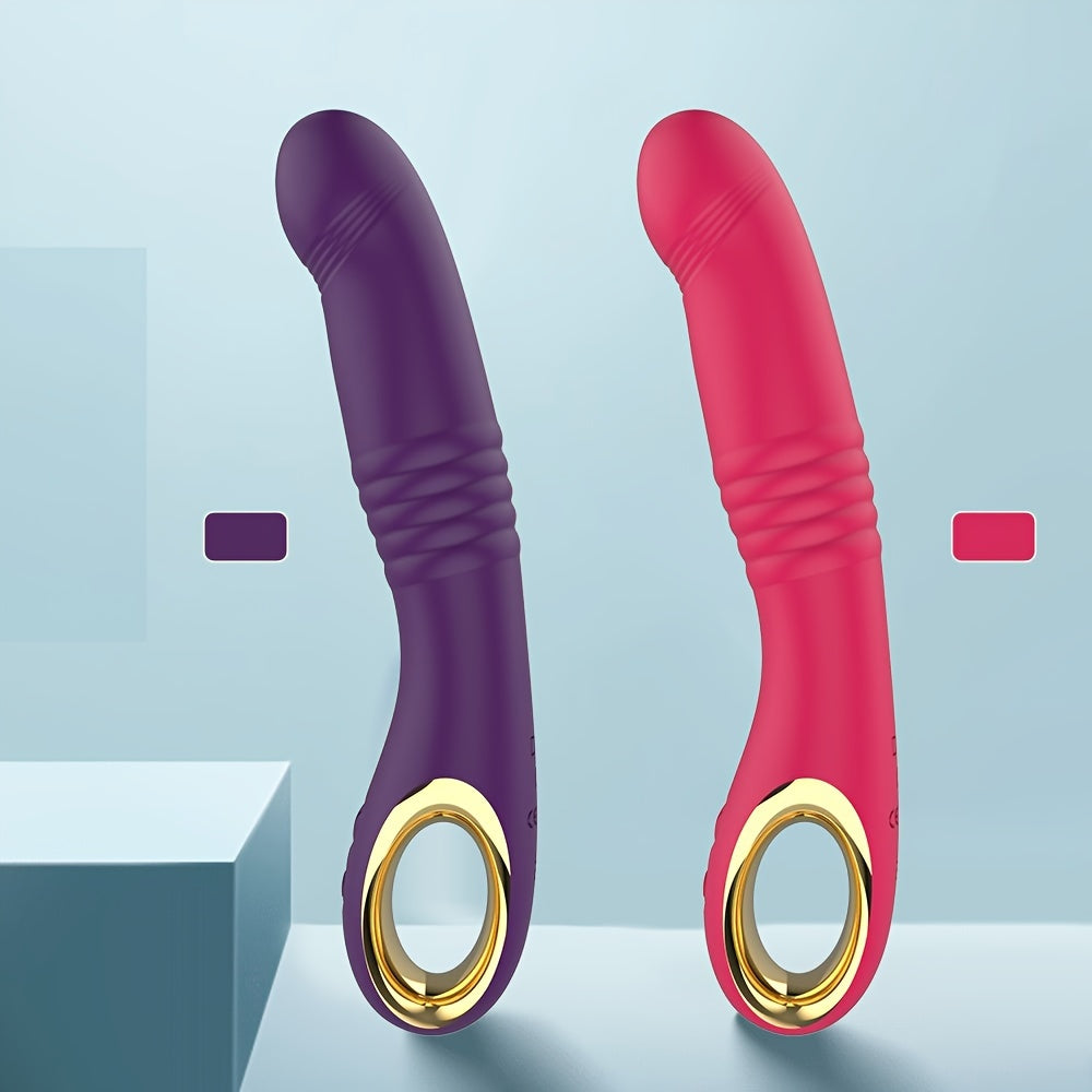 Ayollar uchun yumshoq silikonli ikkilamchi vibratsiya qurilmasi, thrust va vibratsiya rejimlari bilan