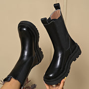 Женские противоскользящие ботинки до середины икры с резиновой подошвой и амортизирующей стелькой, черные