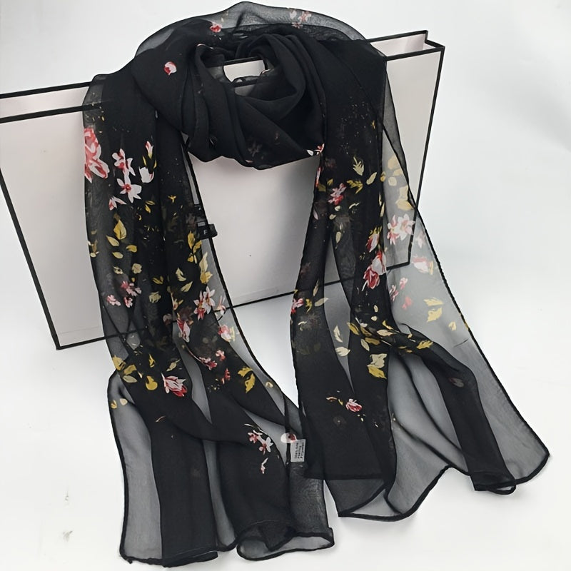 Floral Scarf for Women Lightweight Breathable Sun Protection Decorative Accessory