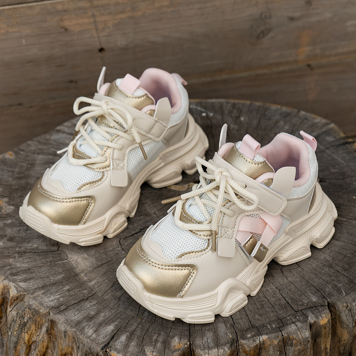 Kids Breathable Athletic Sneakers with Non-Slip Soles and Hook-and-Loop Closure for Spring and Fall