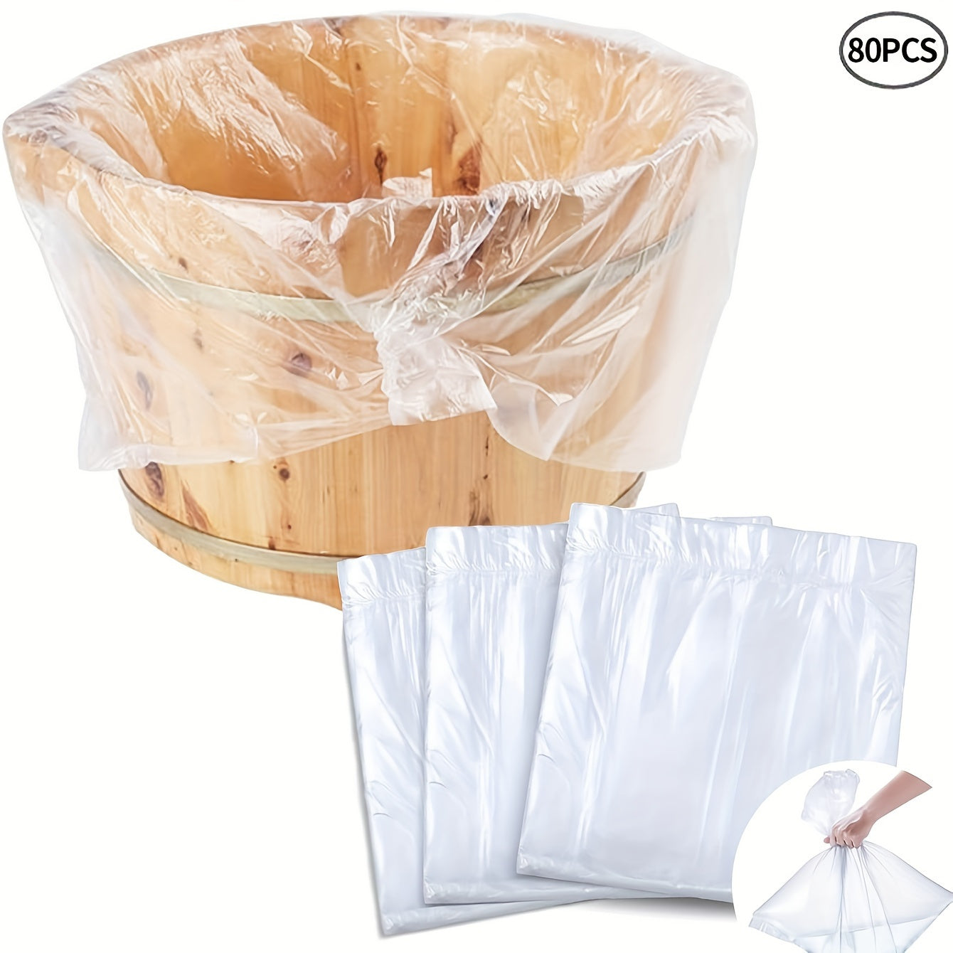 80-Pack Transparent Plastic Foot Spa Liners for Home Salon Hotel Use