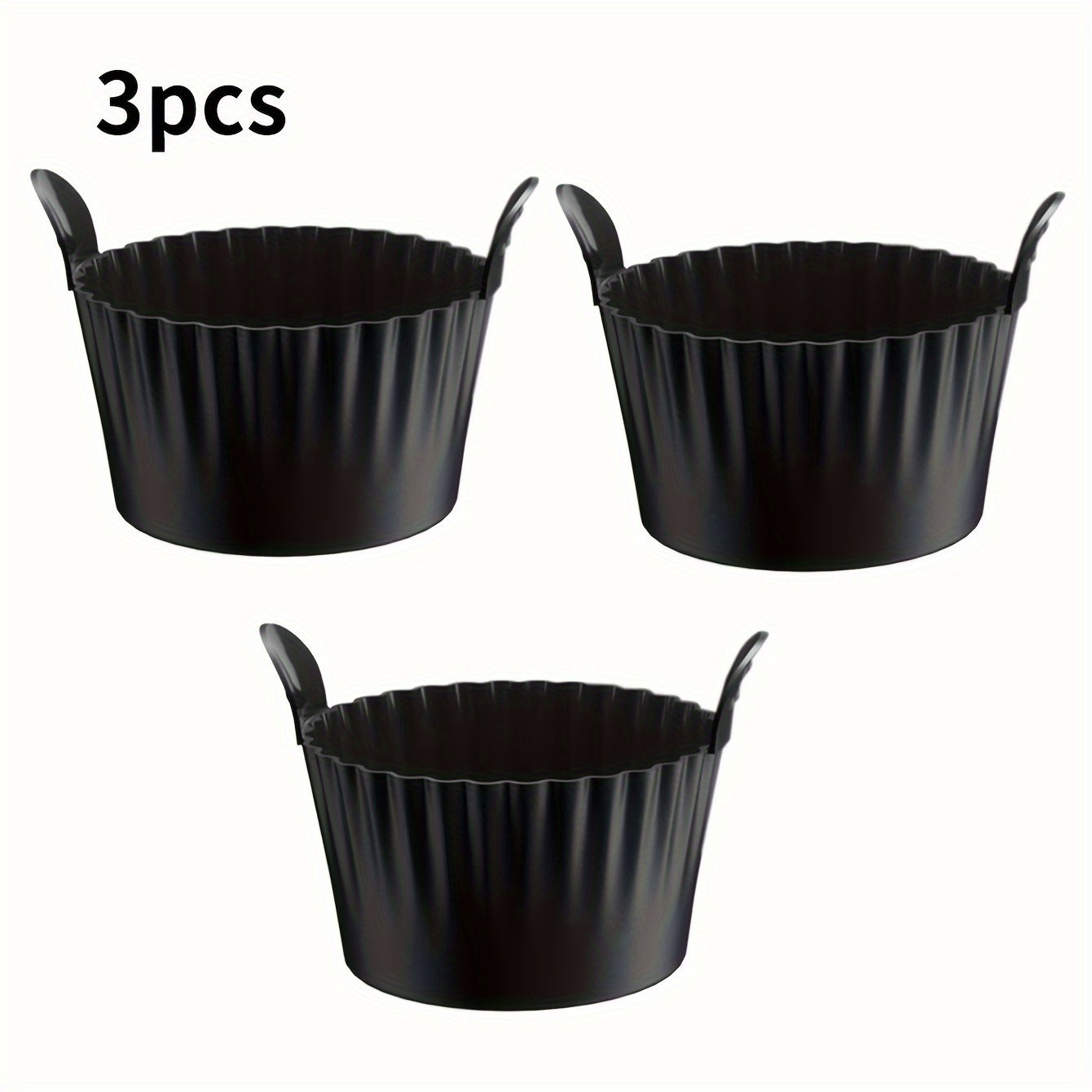 3 Pack Black Silicone Baking Ramekins for Eggs Muffins Puddings