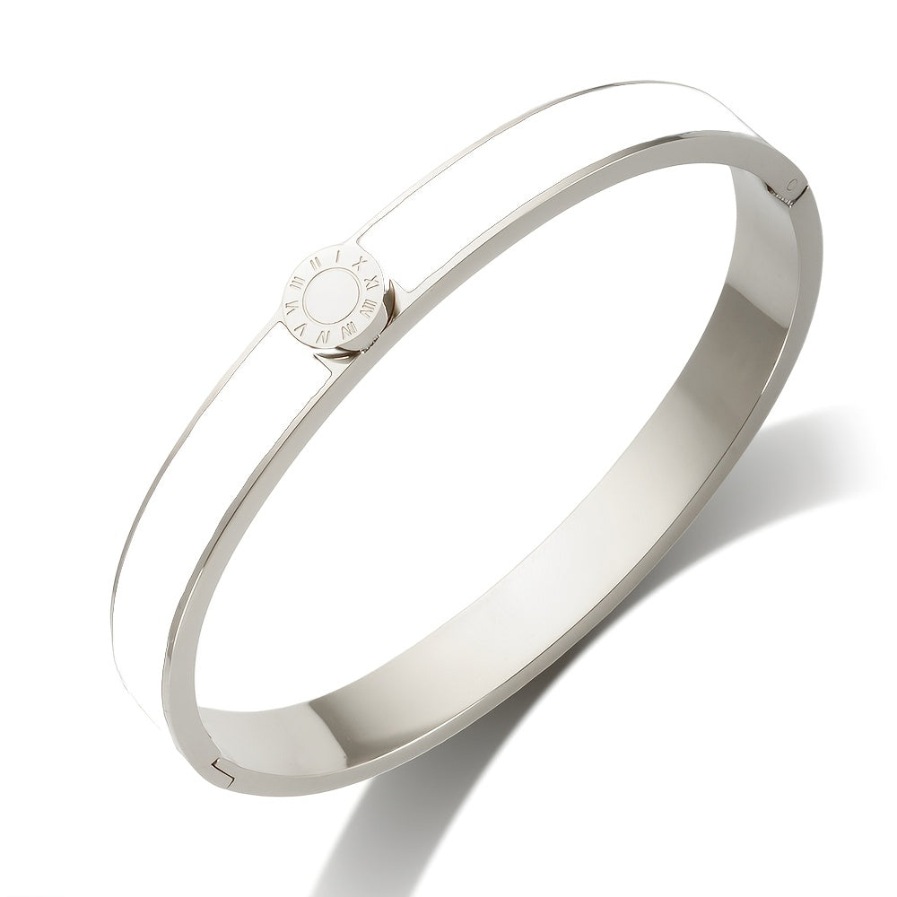 Stainless Steel Roman Numeral Bracelet Unisex Adjustable Cuff Jewelry