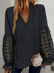 Ayollar uchun kattaroq o'lchamdagi ruffle kofta stand collar bilan, bow spandex top