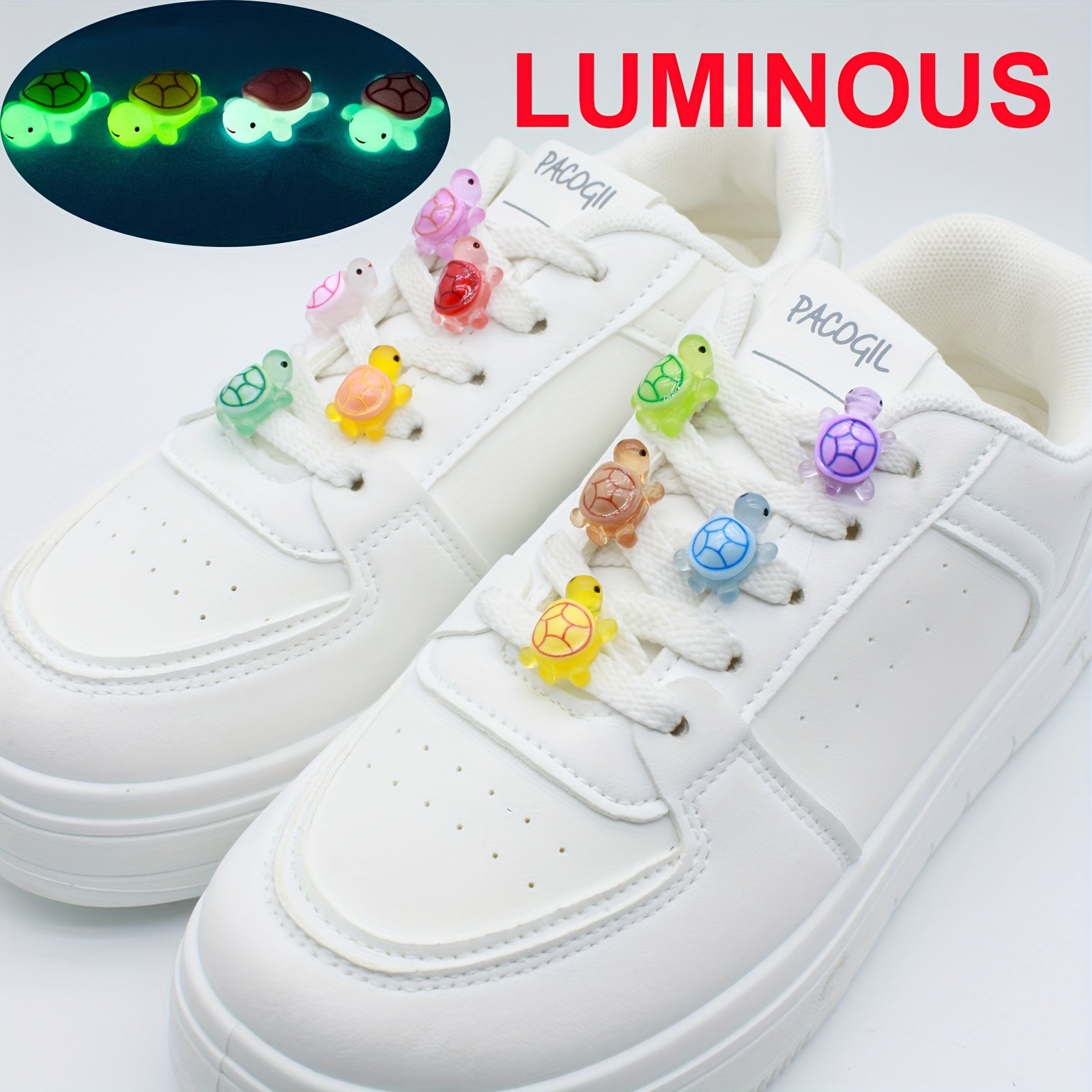 10Pcs Set of Multicolor Mini Luminous Turtle Shoe Lace Buckles Kids Shoe Decorations