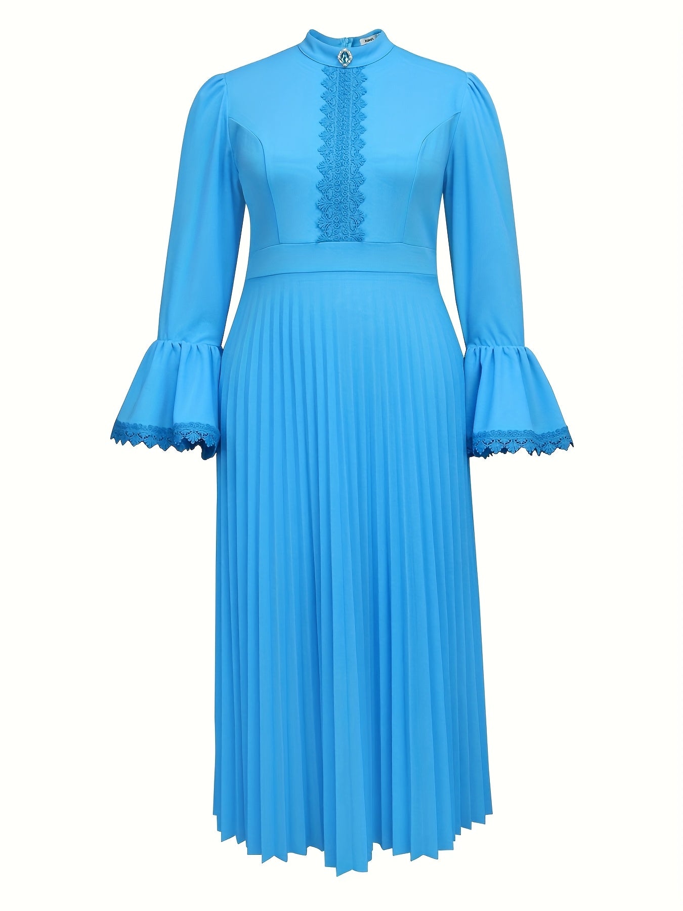 Women's Polyester Peplum Ruffle Neck Long Sleeve Dress for Party Celebration