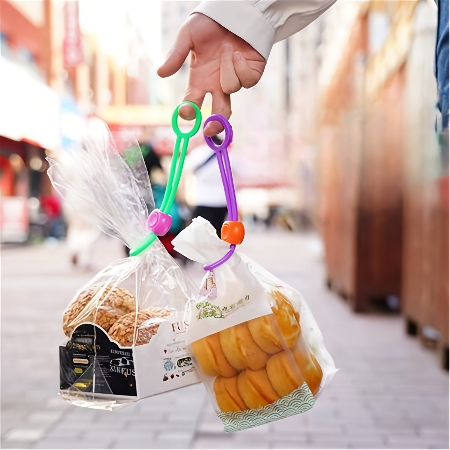 Set of 3 Multicolored Food Sealing Tape Clips for Kitchen Preservation