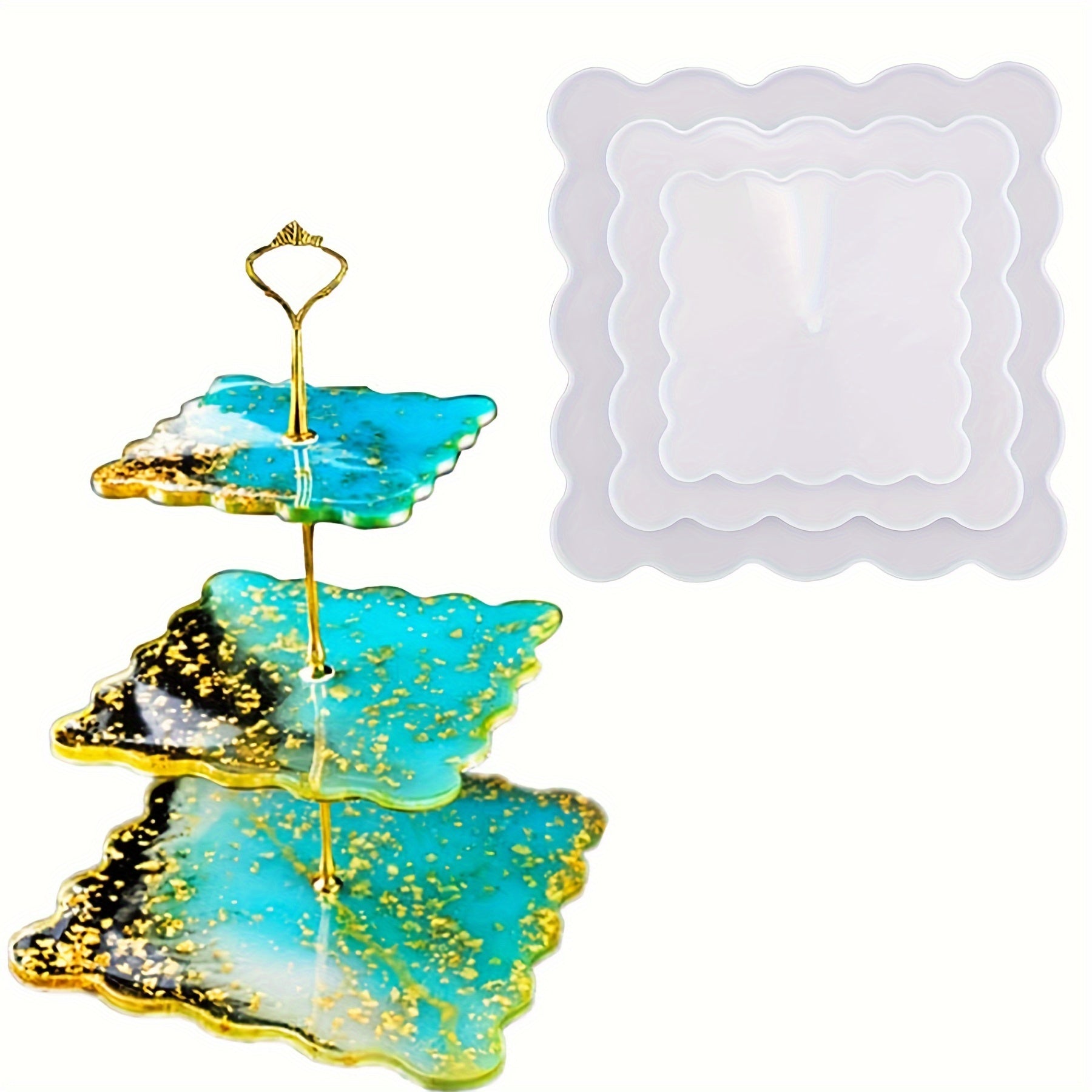 Resin Mold for Paper Cup Service Stands Silicone Round Square DIY Craft Accessories