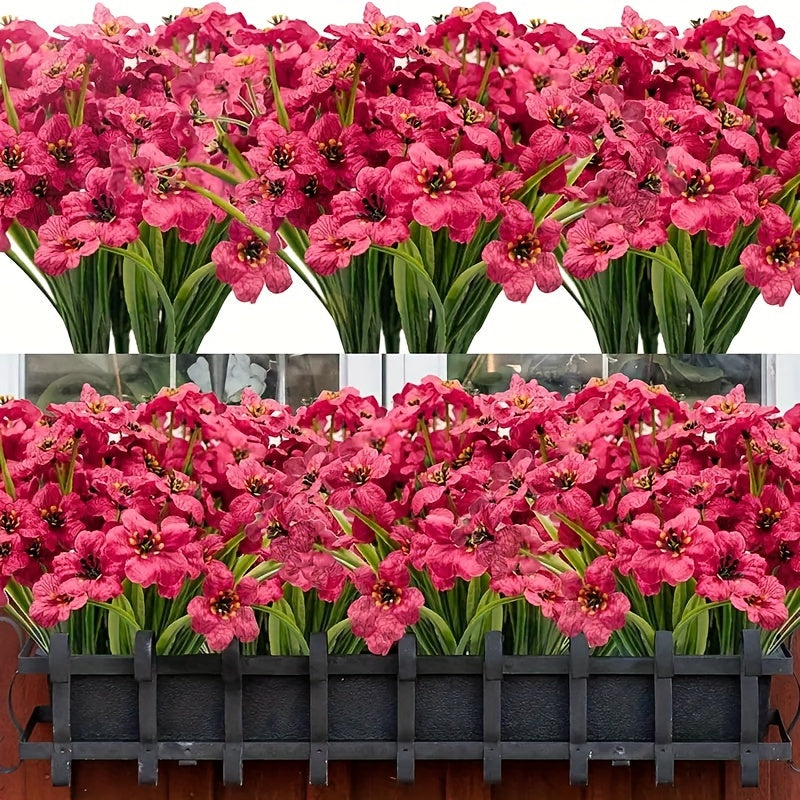 Artificial Violet Flowers UV-Resistant Faux Flowers for Indoor Outdoor Decor Sets of 1 2 3