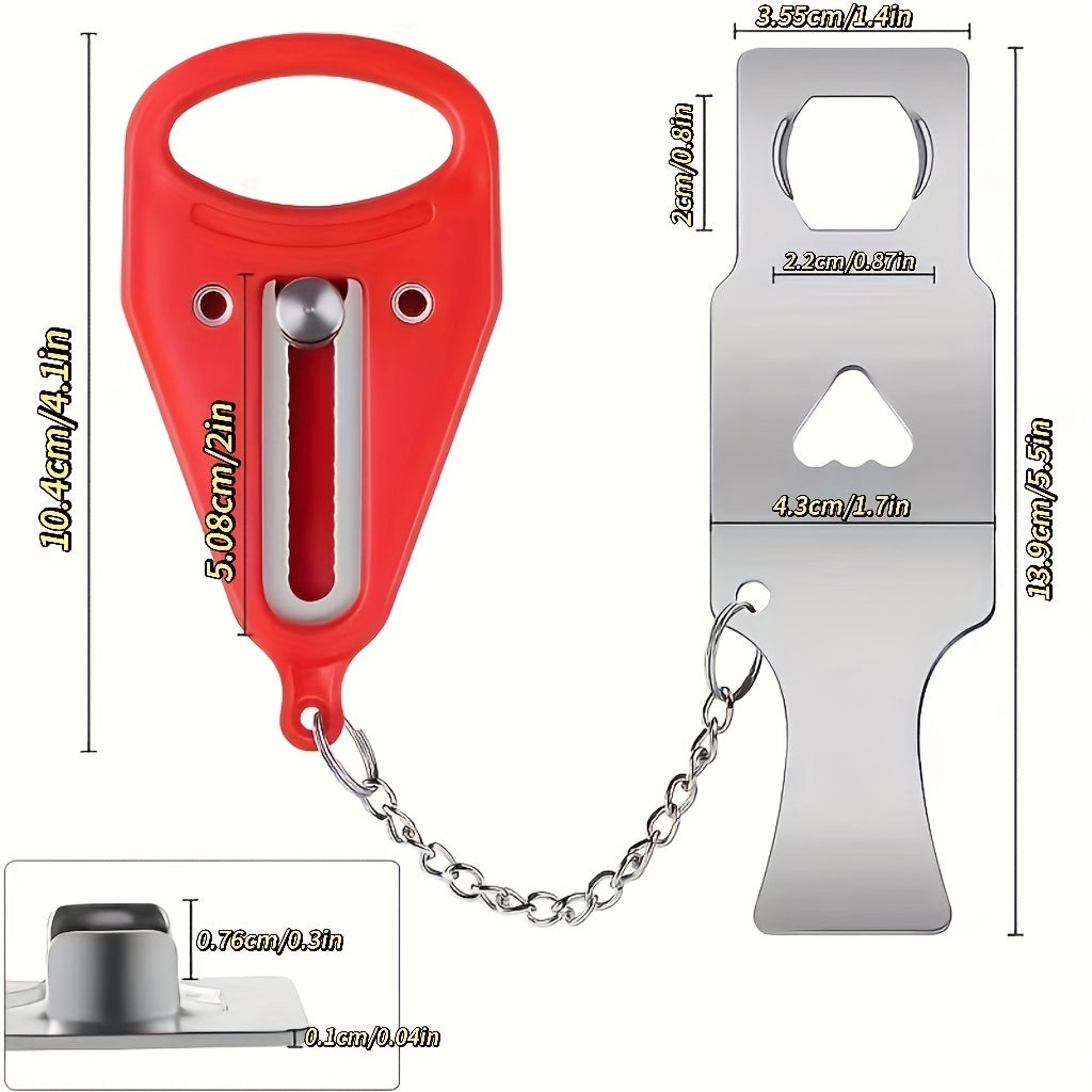 Qizil portativ eshik kaliti, zanglamaydigan po'lat, og'ir xavfsizlik kaliti