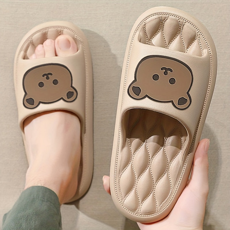 Мультяшный дизайн медведя EVA тапочки для пар, нескользящие, легкие, для дома и улицы, лето, повседневные, бежевые и коричневые
