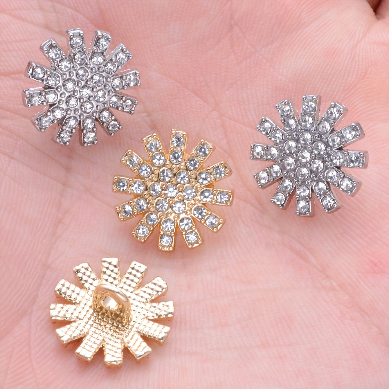 Set of 9 Elegant Alloy Rhinestone Buttons for Shirts, Sweaters, Blazers