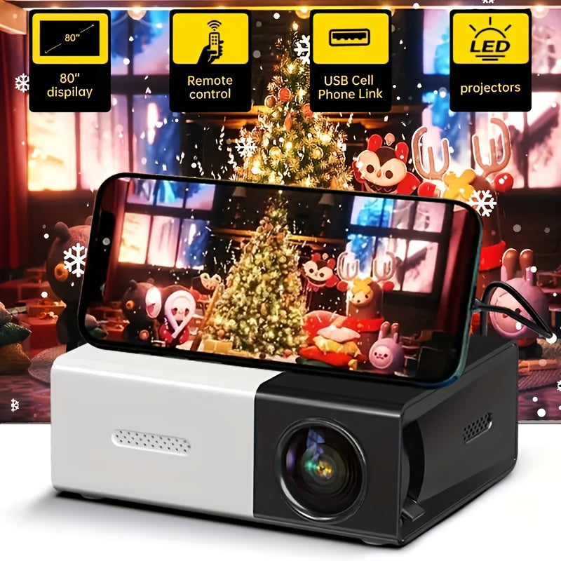 2025 Smart HD Projector with Screen 3D Ready Compatible with Mobile Phones for Home and Outdoor Use