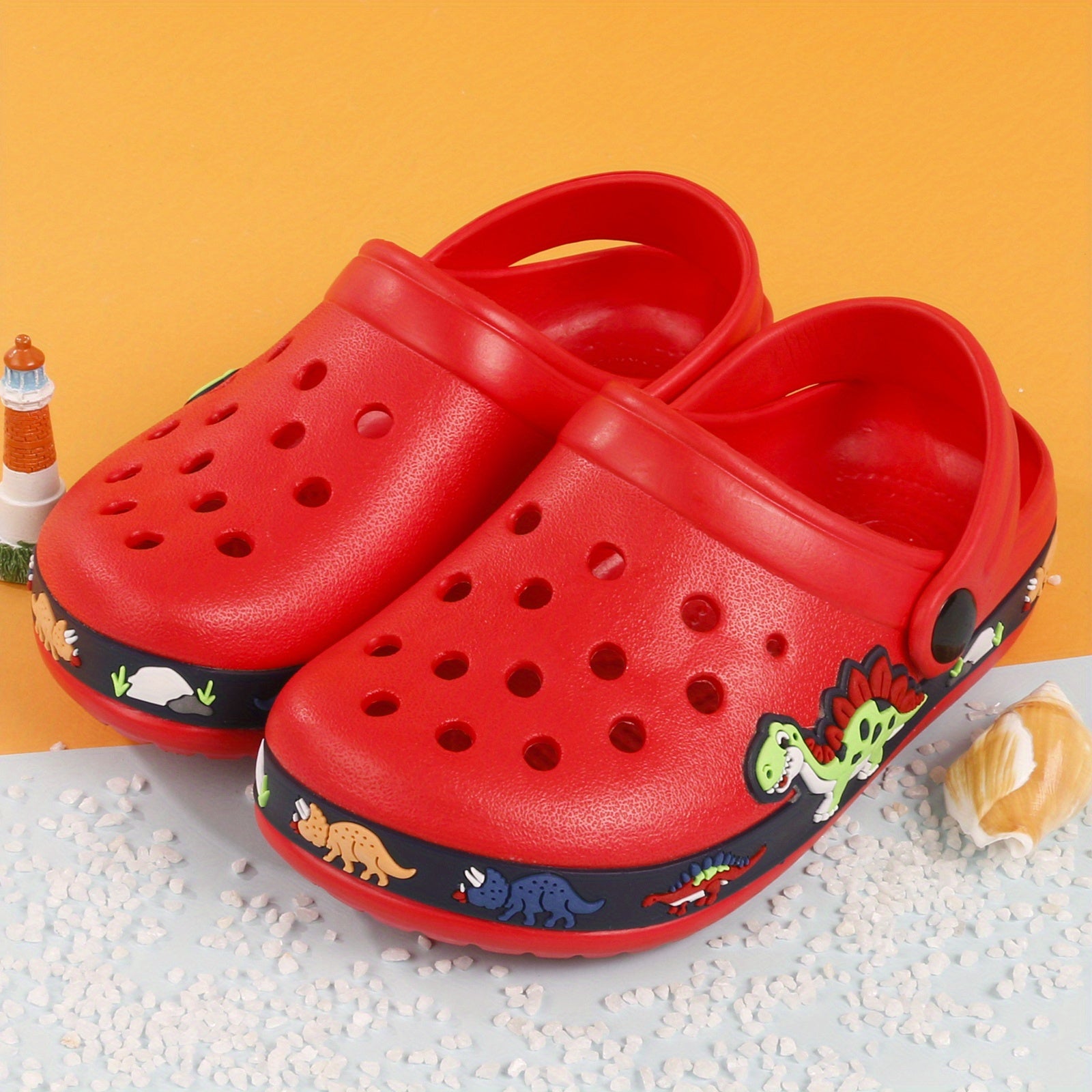 Toddler Girls Cartoon Print Platform Clogs with Closed Toe Anti-Skid Sole Hollow Out Design