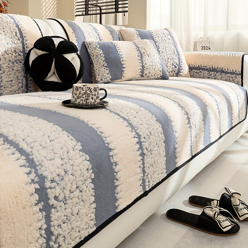 Современная плюшевая накидка на диван дышащая противоскользящая моющаяся подходит для различных размеров диванов для дома и офиса
