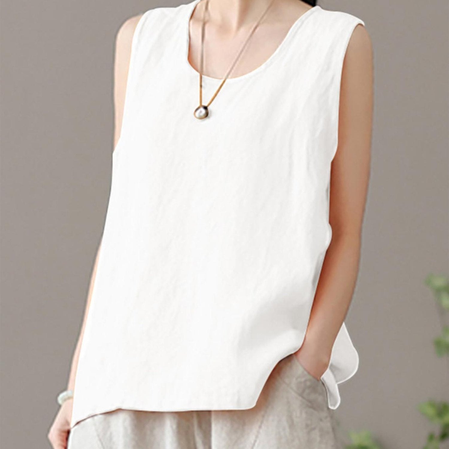 Женская майка без рукавов большого размера из хлопка, повседневная летняя жилетка