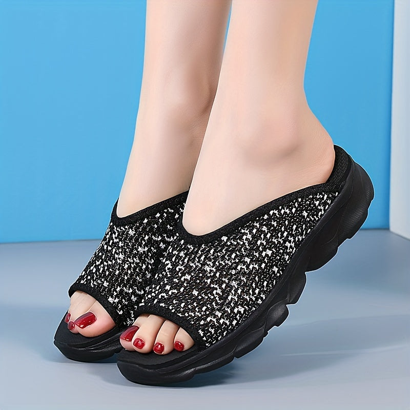 Women's Slip-On Sandals Fabric Open Toe Casual Summer EVA Non-Slip Beach Shoes