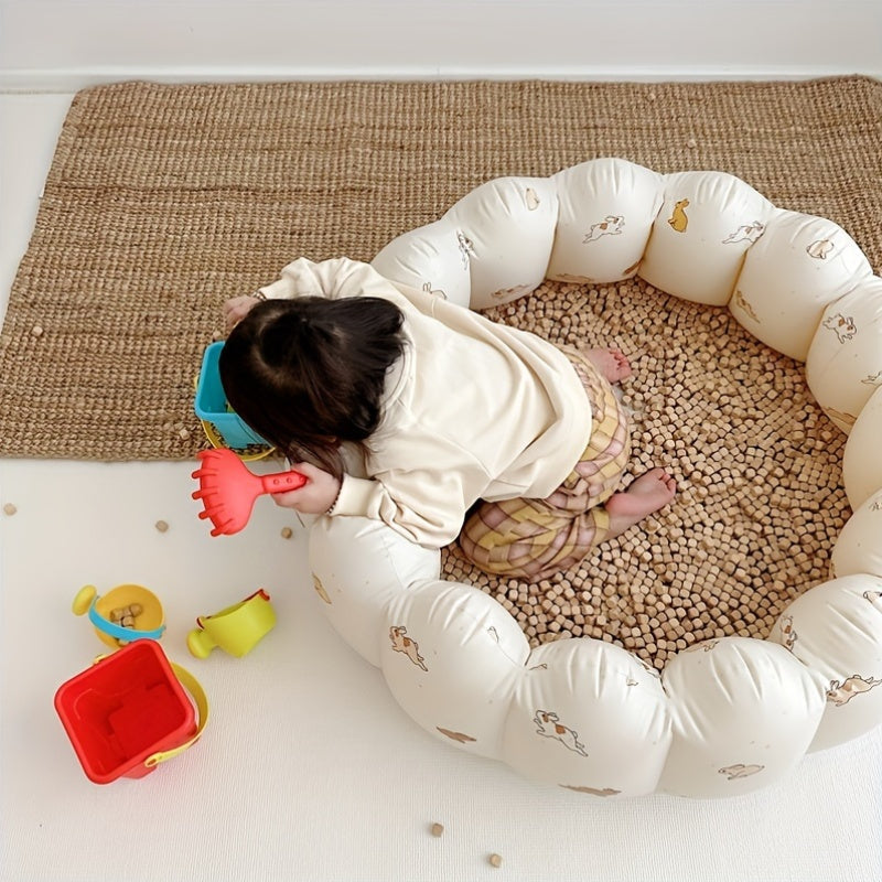 1-местный надувной детский бассейн La Dearchuu, универсальный и портативный игровой бассейн с милым дизайном океанских животных из ПВХ. Сборка не требуется, идеально подходит для игр в помещении или на улице с ограждением игрового центра.